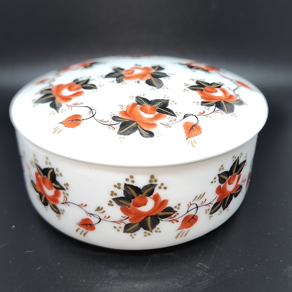 Floral Trinket Dish with Lid. Handpainted Zagaro